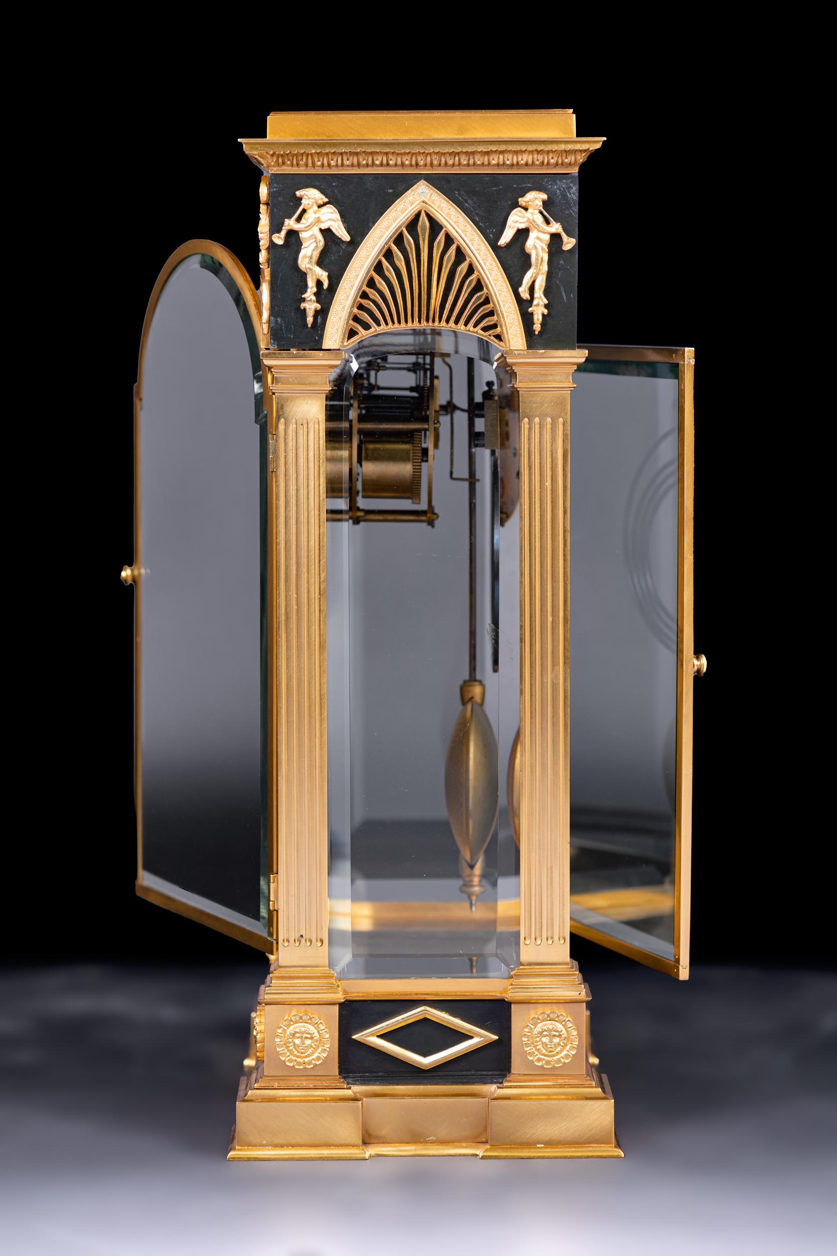 19th Century, French Bronze & Ormolu Mantle Clock by Honegger 2