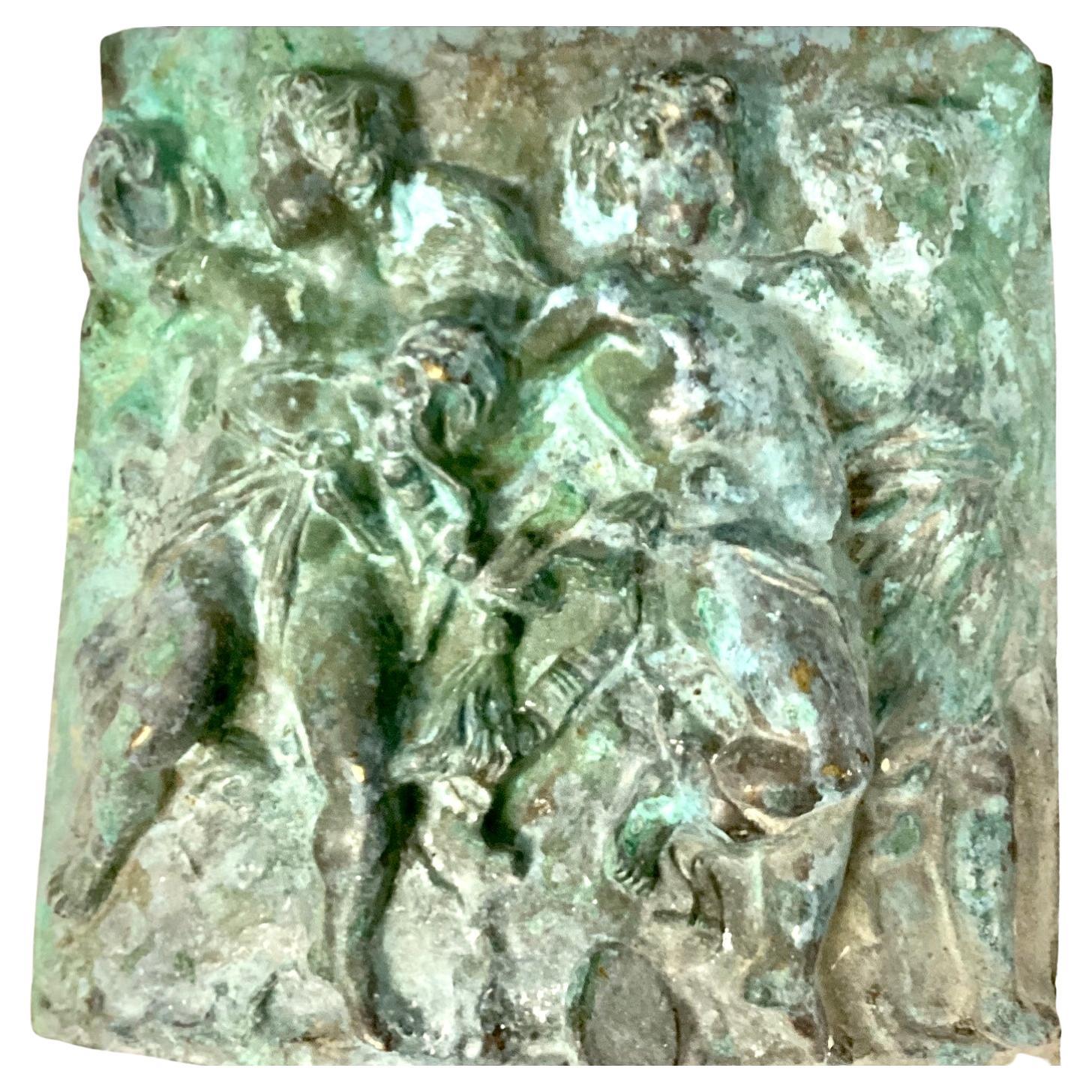 19th Century French Bronze Plaque With Three Angels In Good Condition For Sale In Bradenton, FL