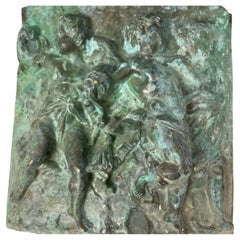 Französische Bronzeplakette des 19. Jahrhunderts mit drei Engeln