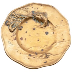 19th Century French Bronze Plate 'Fishing Putti'