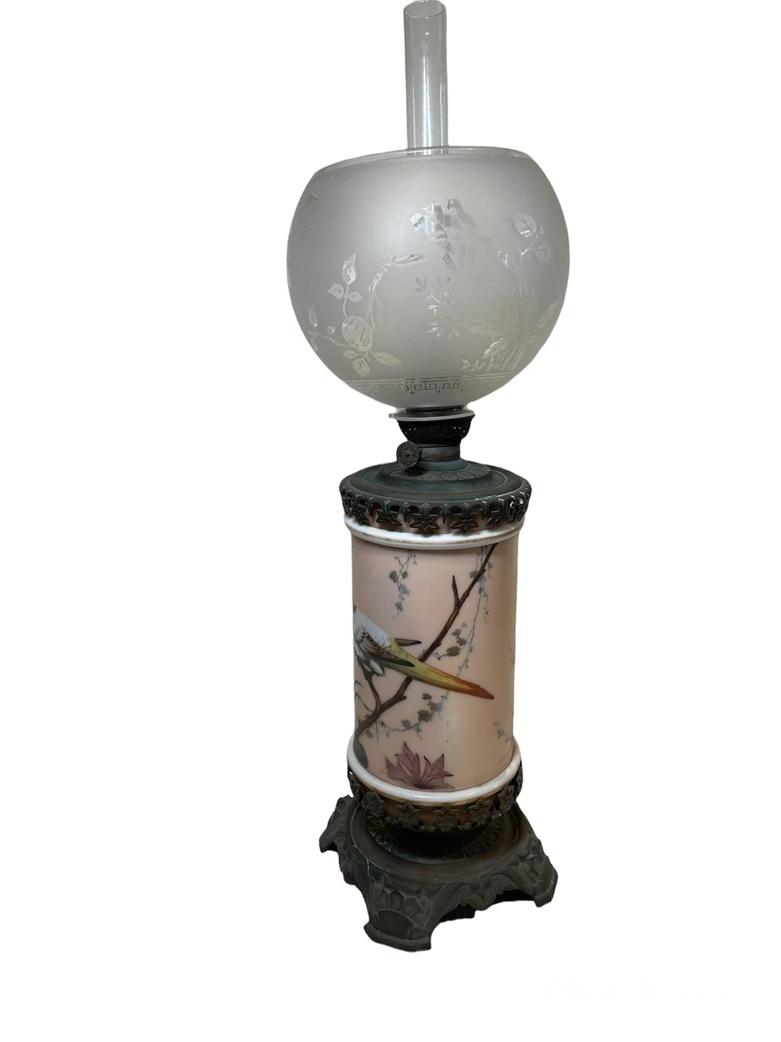 Lampe à huile française en porcelaine de bronze représentant un ouragan, XIXe siècle en vente 12
