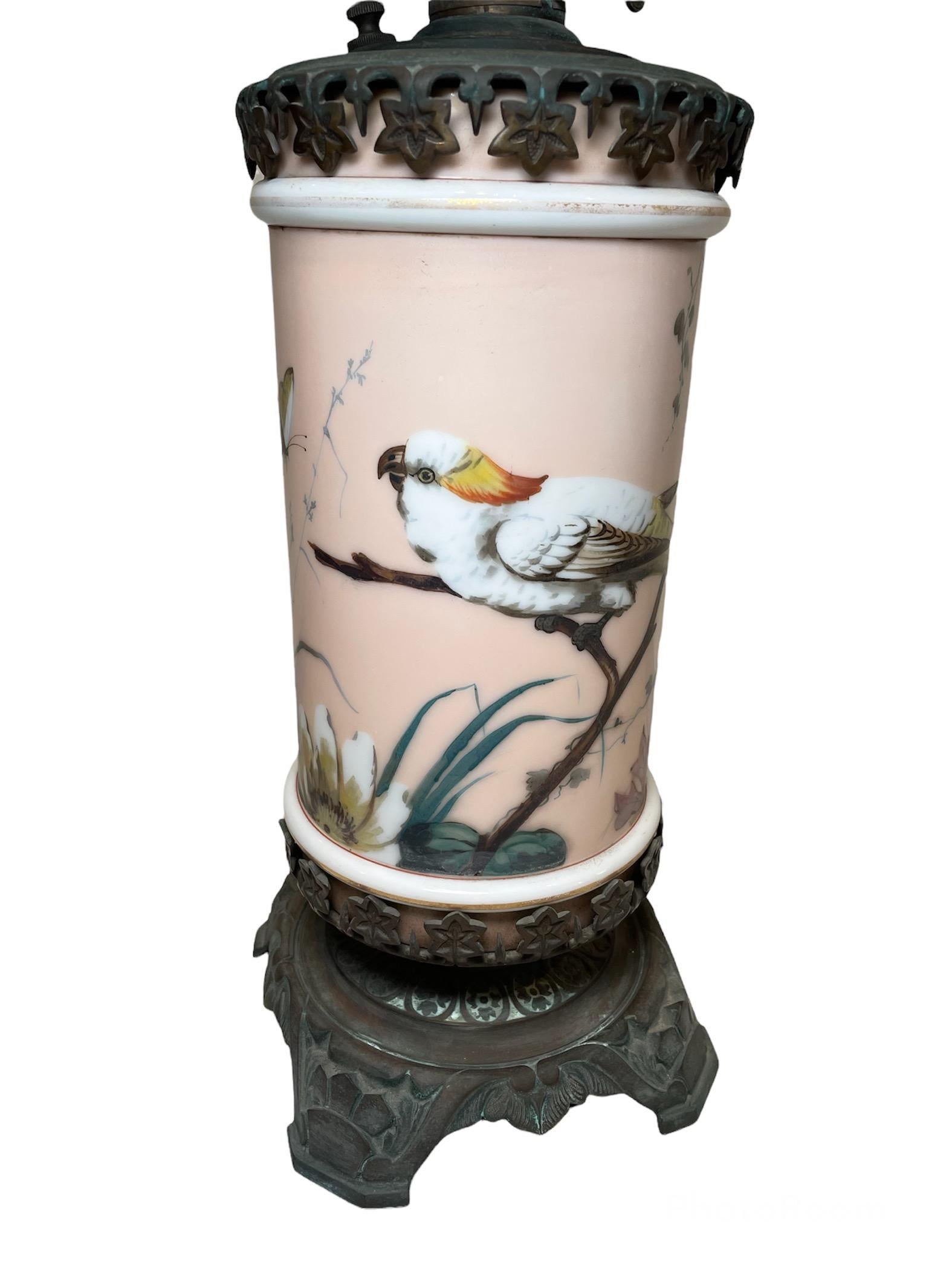 Lampe à huile française en porcelaine de bronze représentant un ouragan, XIXe siècle Bon état - En vente à Guaynabo, PR