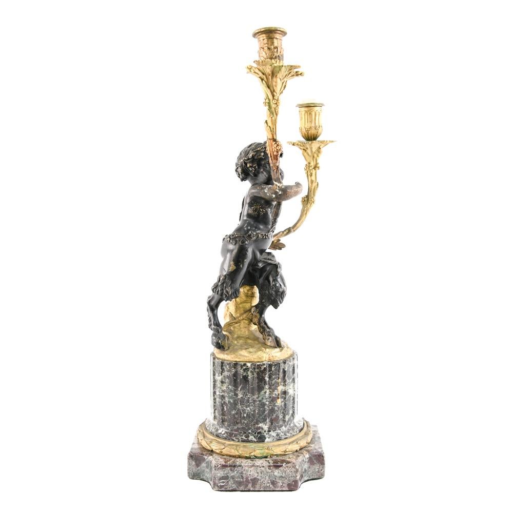 19th Century French Bronze Satyr Candleholder 7