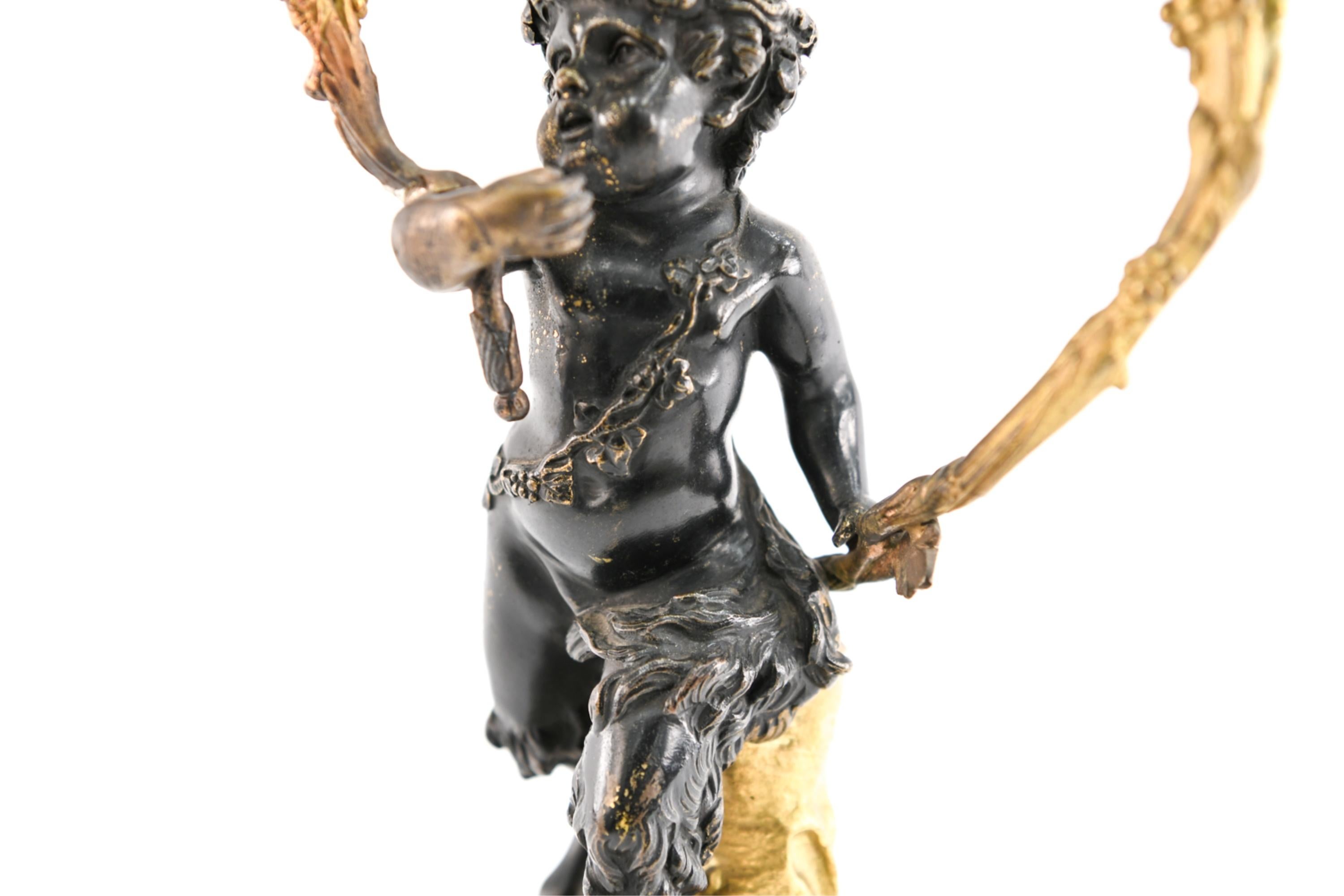 19th Century French Bronze Satyr Candleholder 2