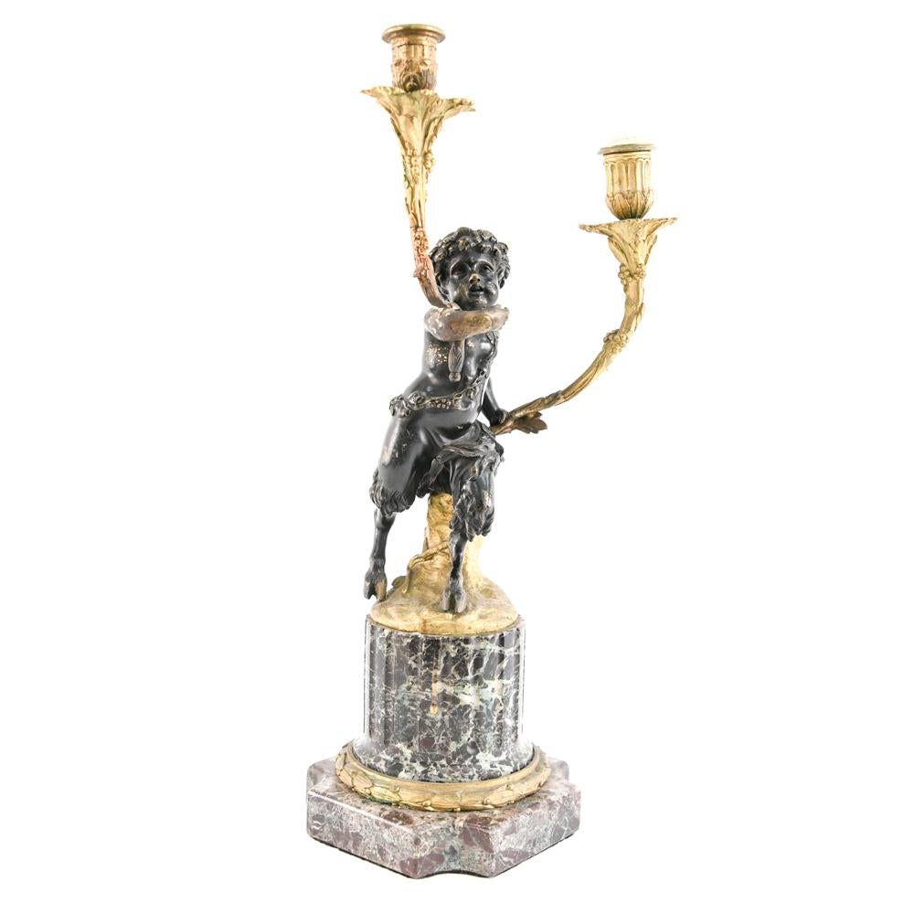 19th Century French Bronze Satyr Candleholder 6
