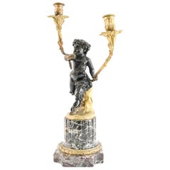 19th Century French Bronze Satyr Candleholder