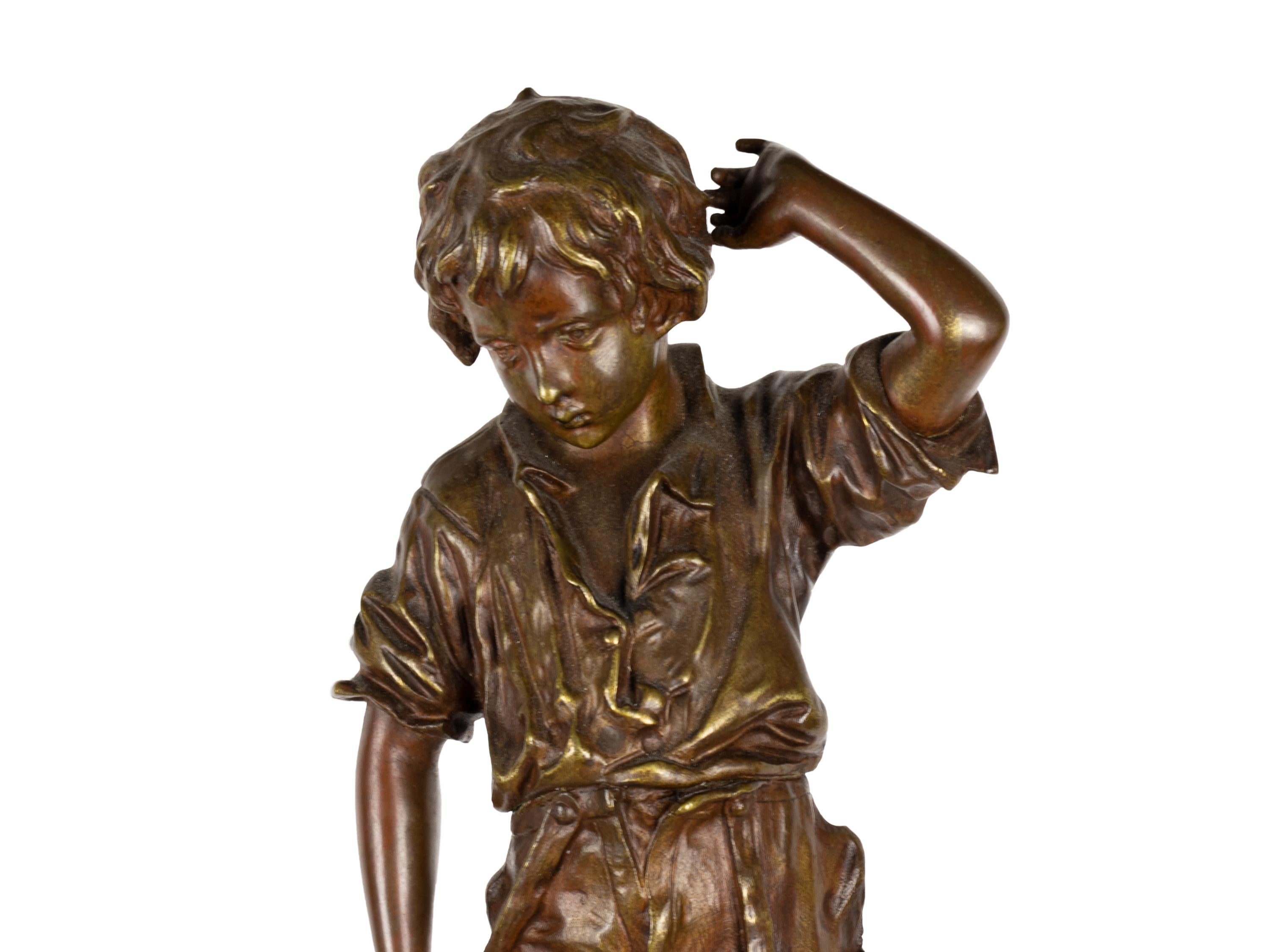 19th Century French Bronze Sculpture entitled An accident by Charles Anfrie In Good Condition For Sale In Lisbon, PT