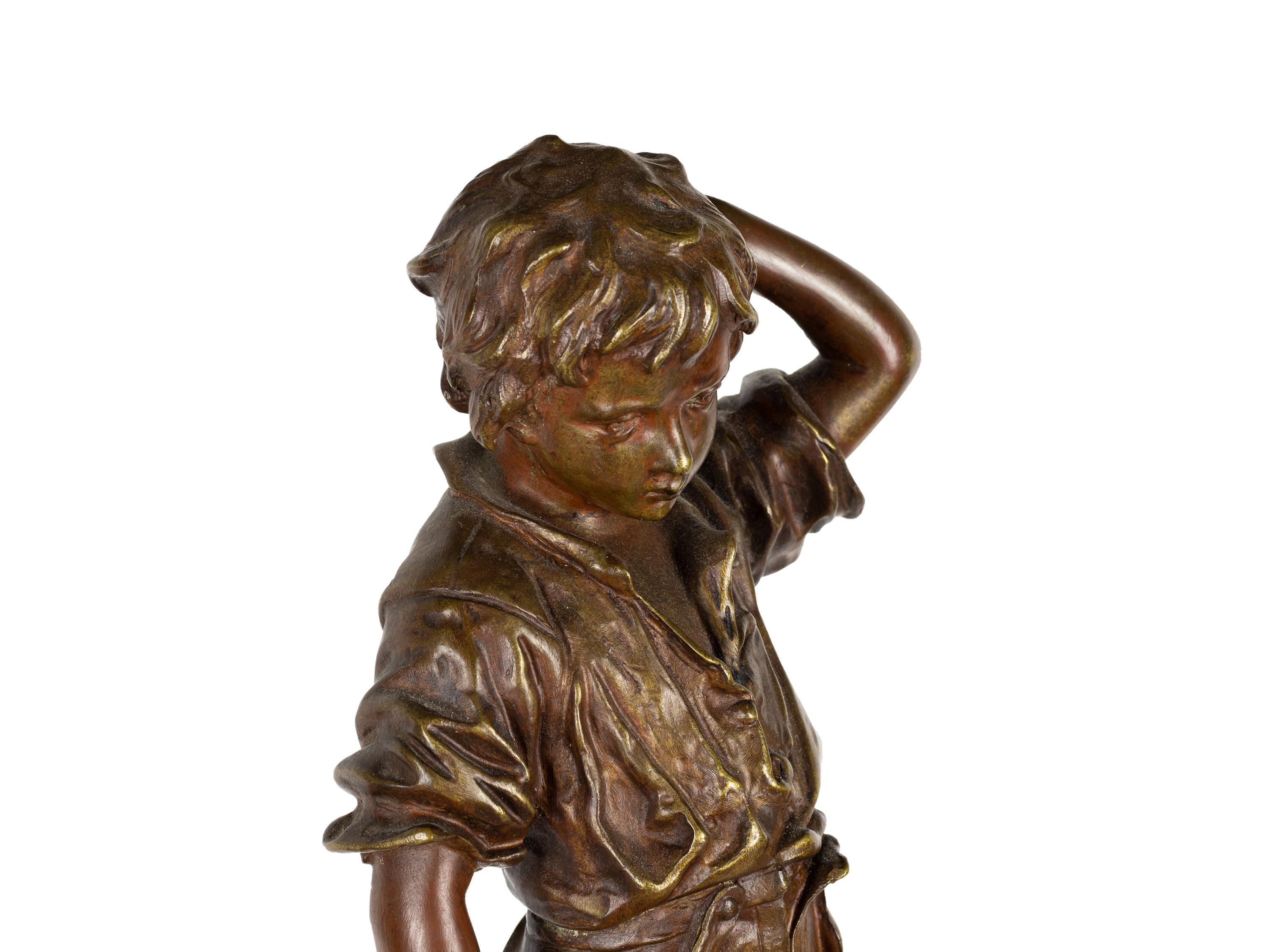Französische Bronzeskulptur des 19. Jahrhunderts mit dem Titel Ein Unfall von Charles Anfrie im Angebot 1
