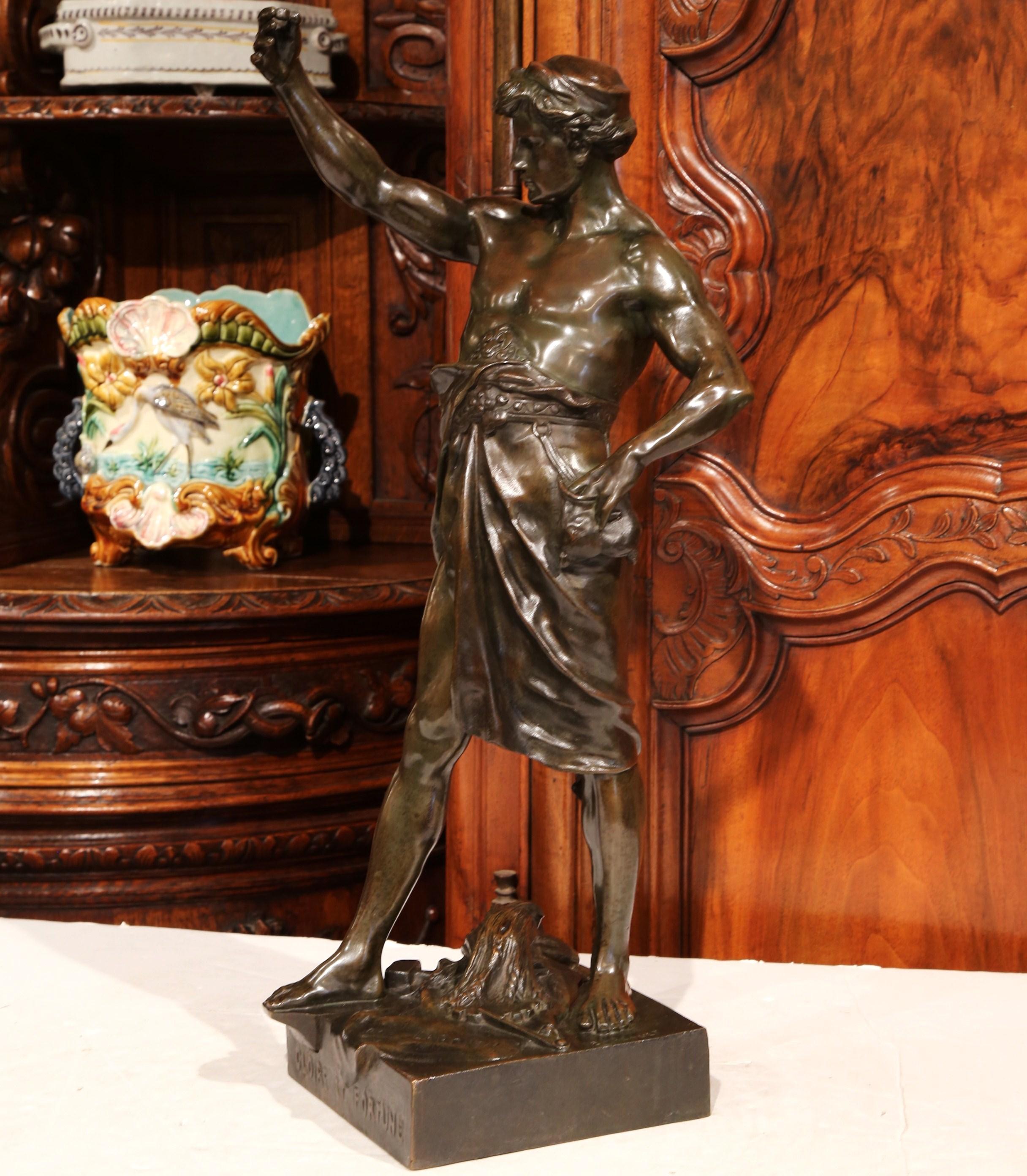 Decorate a gentleman's study with this fine bronze figure. Sculpted in France, circa 1880 and is titled 
