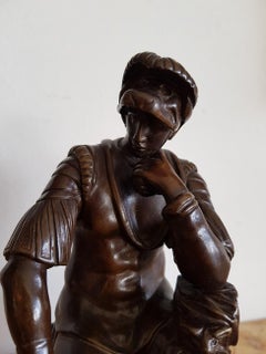19th Century French Bronze sculpture "Lorenzo de Medici" after Michelangelo