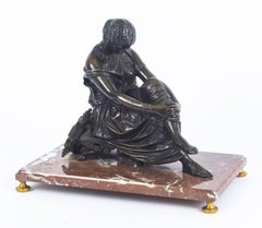 19th Century French Bronze Sculpture of a the Seated Poet Sappho by J. Pradier