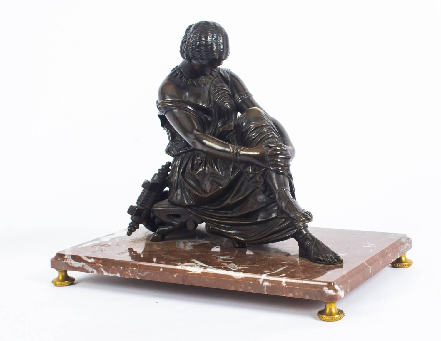 19th Century French Bronze Sculpture of a the Seated Poet Sappho by J. Pradier 2
