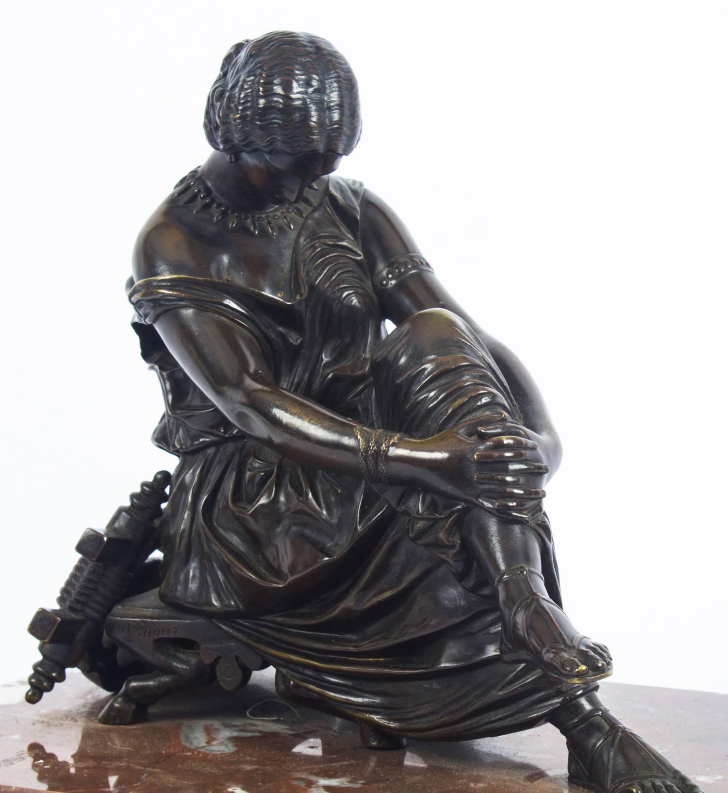 19th Century French Bronze Sculpture of a the Seated Poet Sappho by J. Pradier 3
