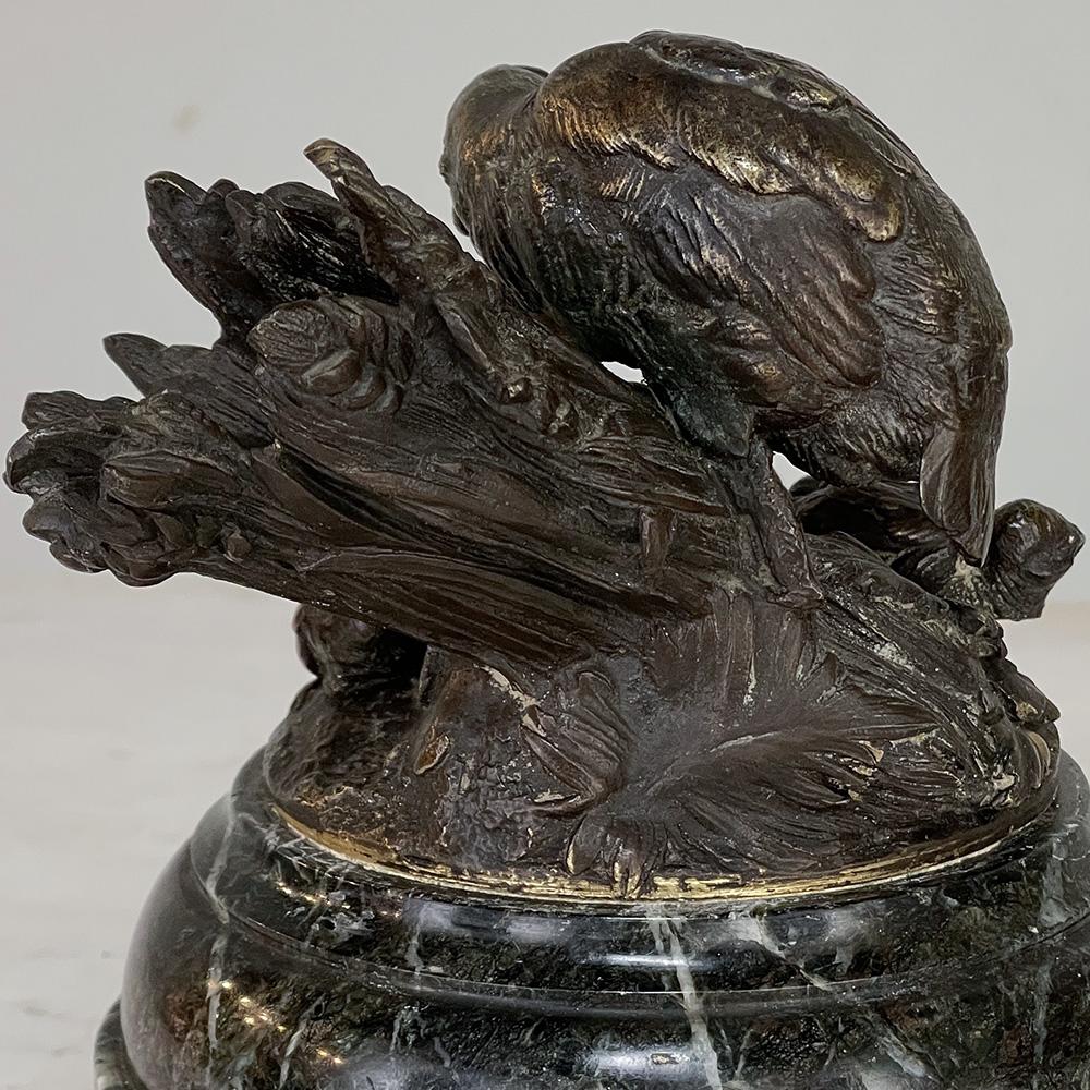 19th Century French Bronze Sculpture of Nesting Quail on Marble Base For Sale 3
