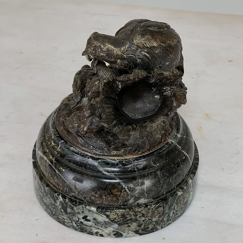 19th Century French Bronze Sculpture of Nesting Quail on Marble Base For Sale 5