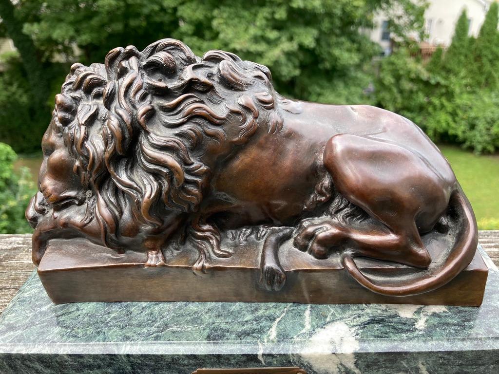 19th Century French Bronze Sculpture of Sleeping Lion by Jules Moigniez 6