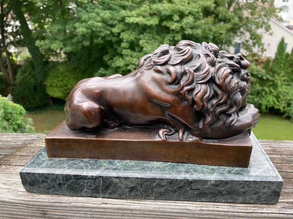 Napoleon III 19th Century French Bronze Sculpture of Sleeping Lion by Jules Moigniez