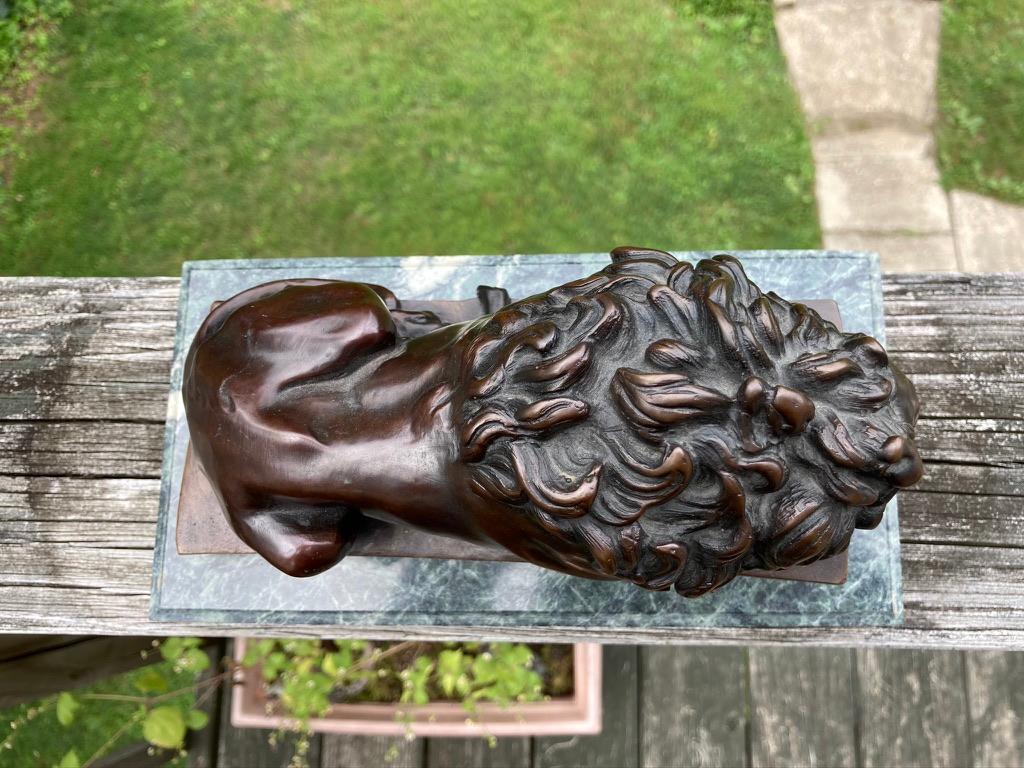 19th Century French Bronze Sculpture of Sleeping Lion by Jules Moigniez In Good Condition In Stamford, CT
