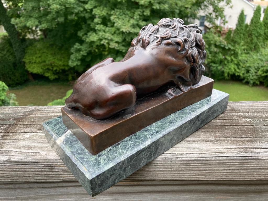 19th Century French Bronze Sculpture of Sleeping Lion by Jules Moigniez 1