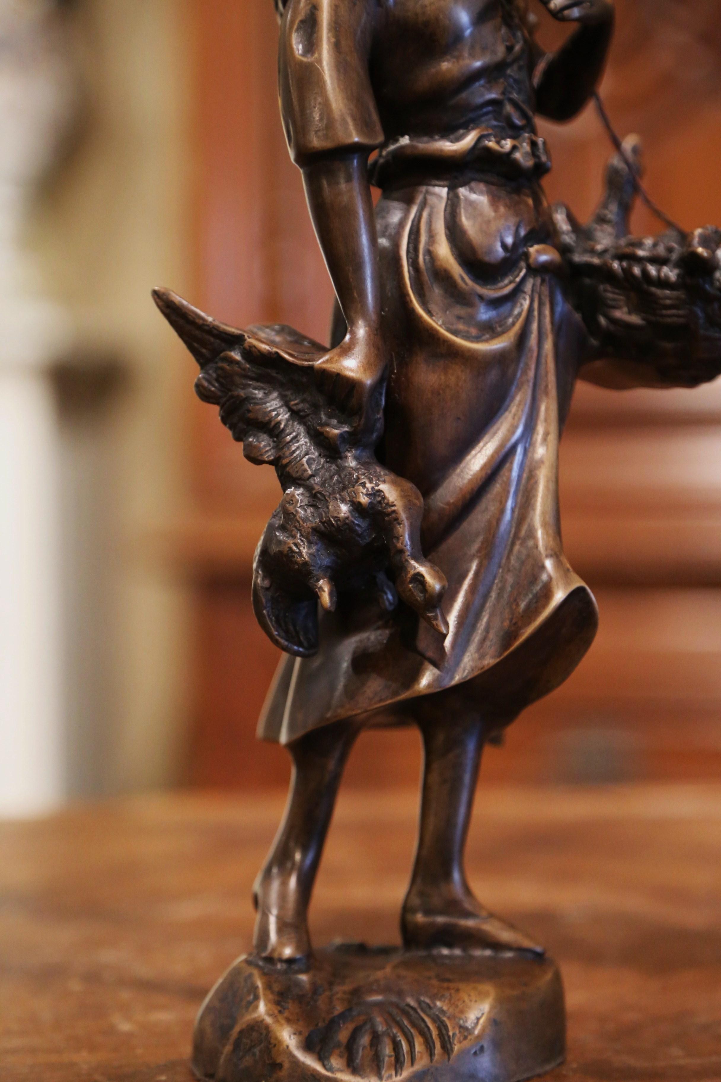 Sculpture française du 19ème siècle en bronze « La femme avec les canards » signée Moreau Excellent état - En vente à Dallas, TX