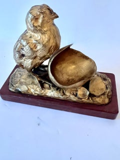 19th Century French bronze sculpture titled “Poussin sortant de l'œuf” by Gardet