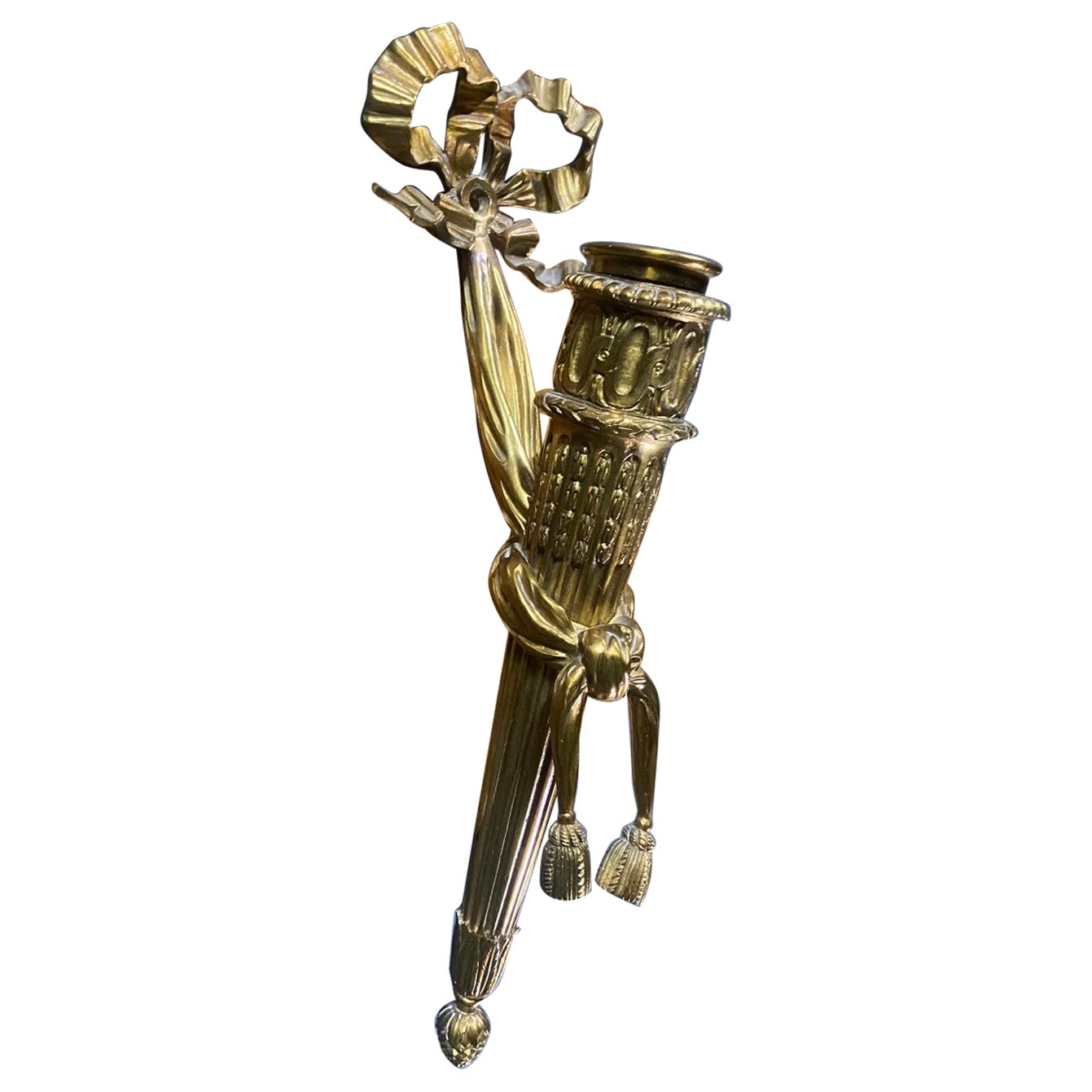 Scontrino singolo in bronzo francese del XIX secolo decorato in stile Luigi XVI in vendita