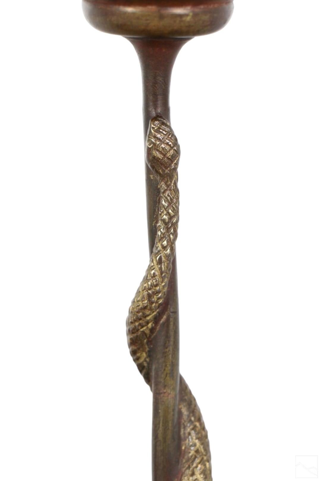 19th Century French Bronze Snake Candlesticks 3