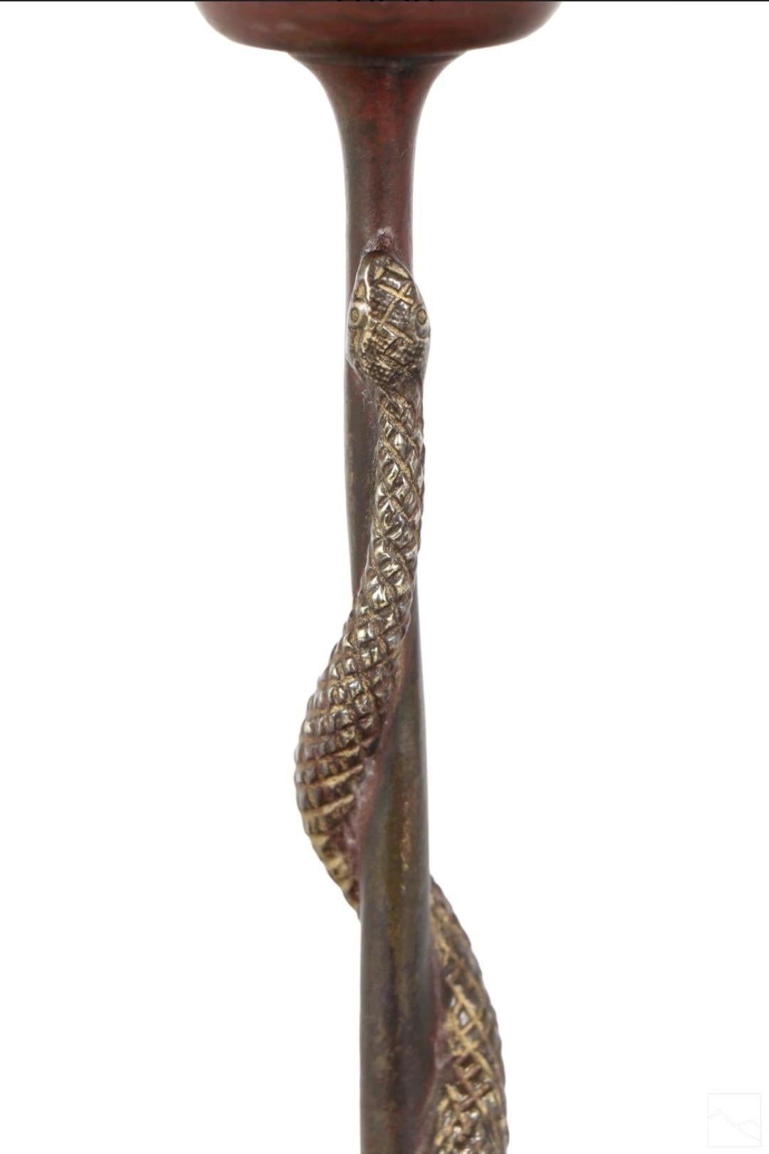 19th Century French Bronze Snake Candlesticks 4
