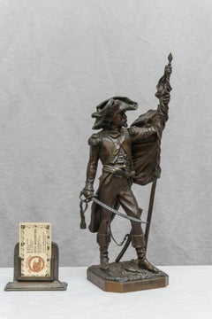 Französischer Bronzesoldat aus dem 19. Jahrhundert "32. Demi-Brigade":: Künstlersigniert
