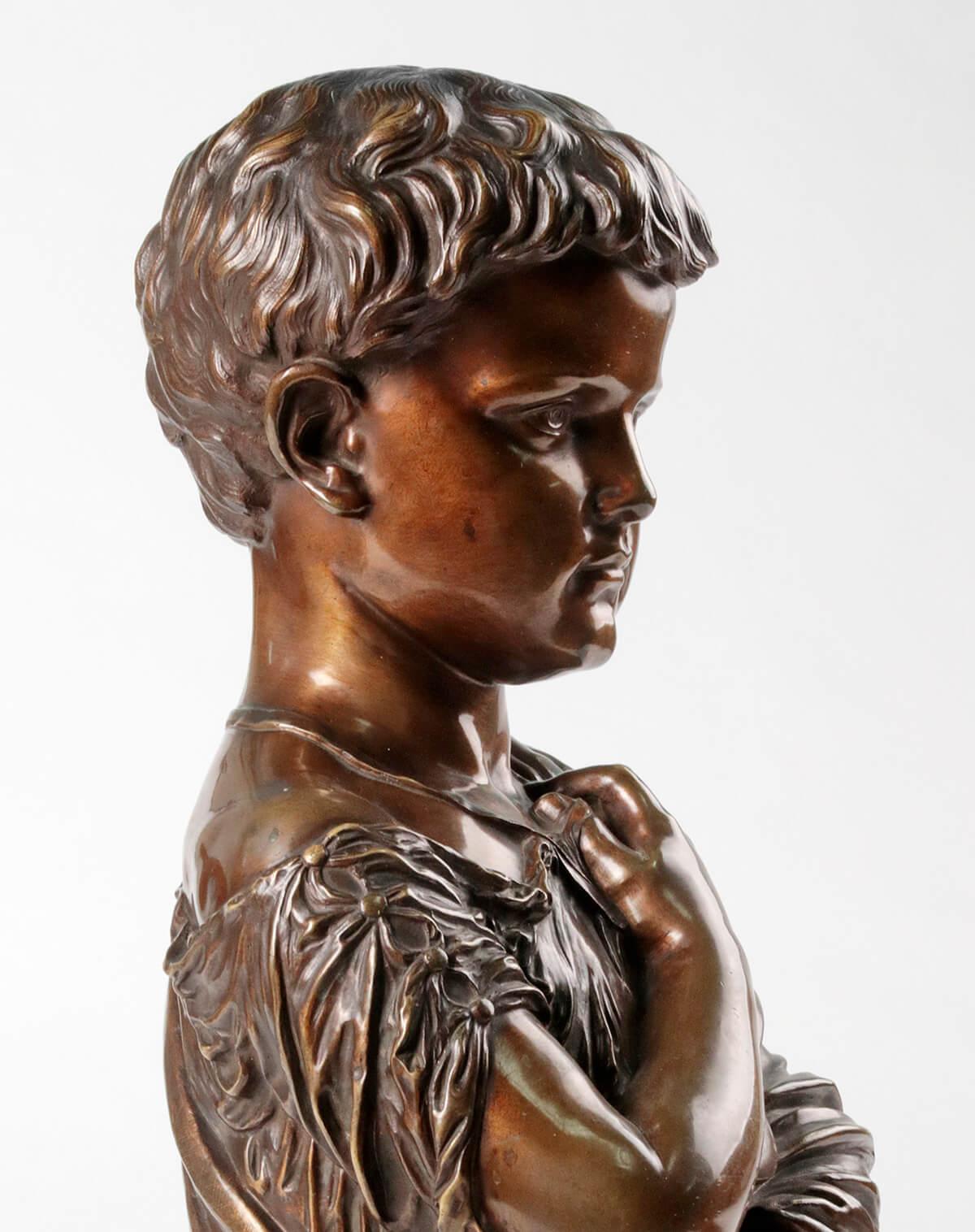 19th Century French Bronze Statue of a Boy Julius Caesar 9