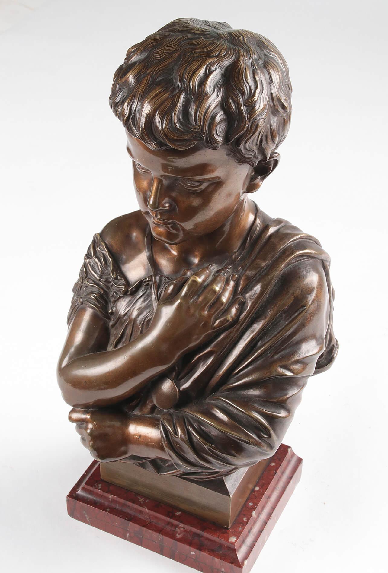 19th Century French Bronze Statue of a Boy Julius Caesar 13