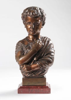 19th Century French Bronze Statue of a Boy Julius Caesar