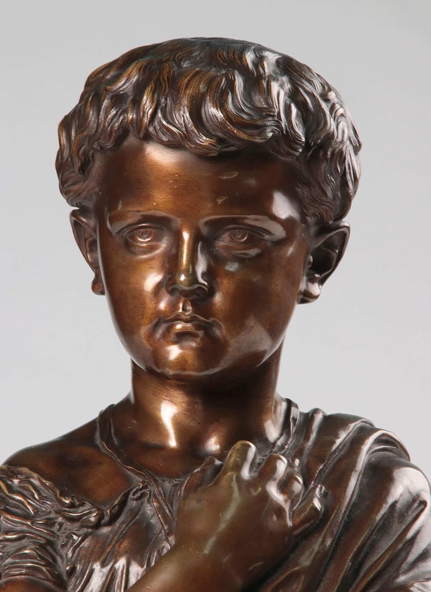 19th Century French Bronze Statue of a Boy Julius Caesar 2