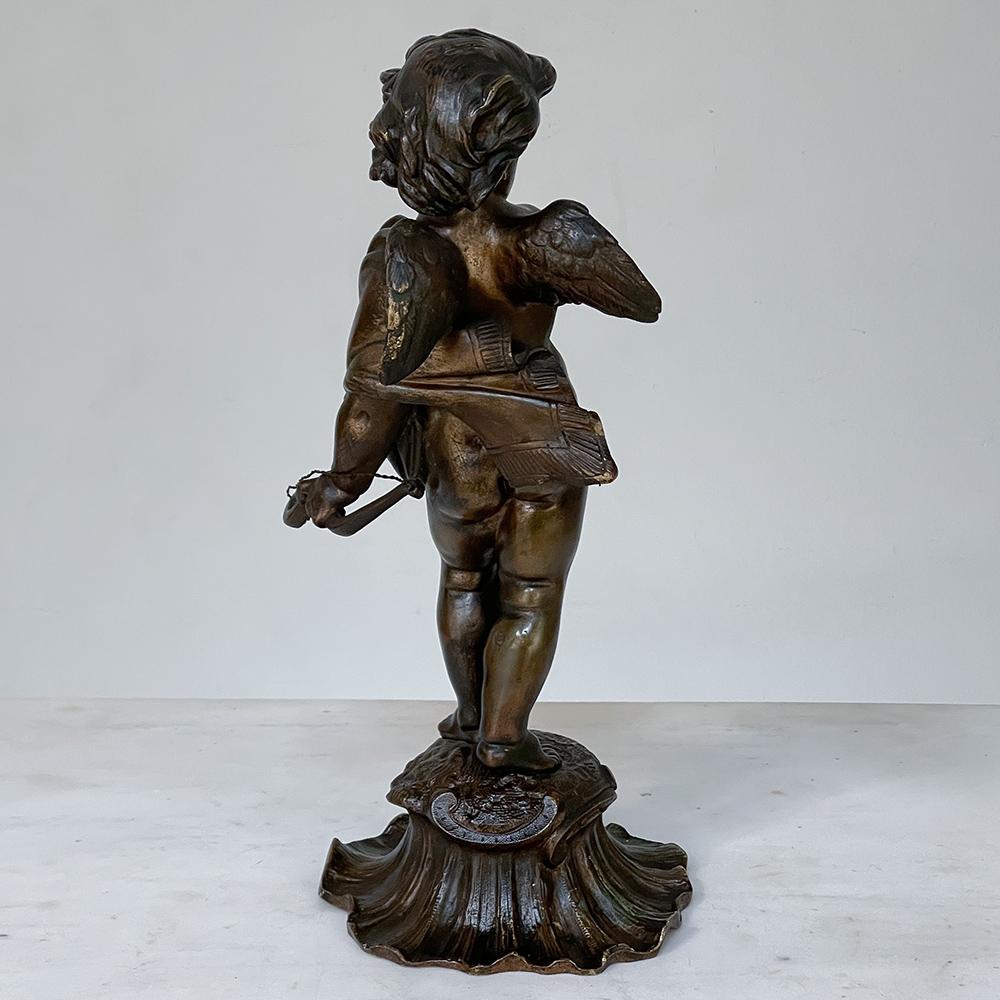 Neoclassical 19th Century French Bronze Statue of Cupid For Sale