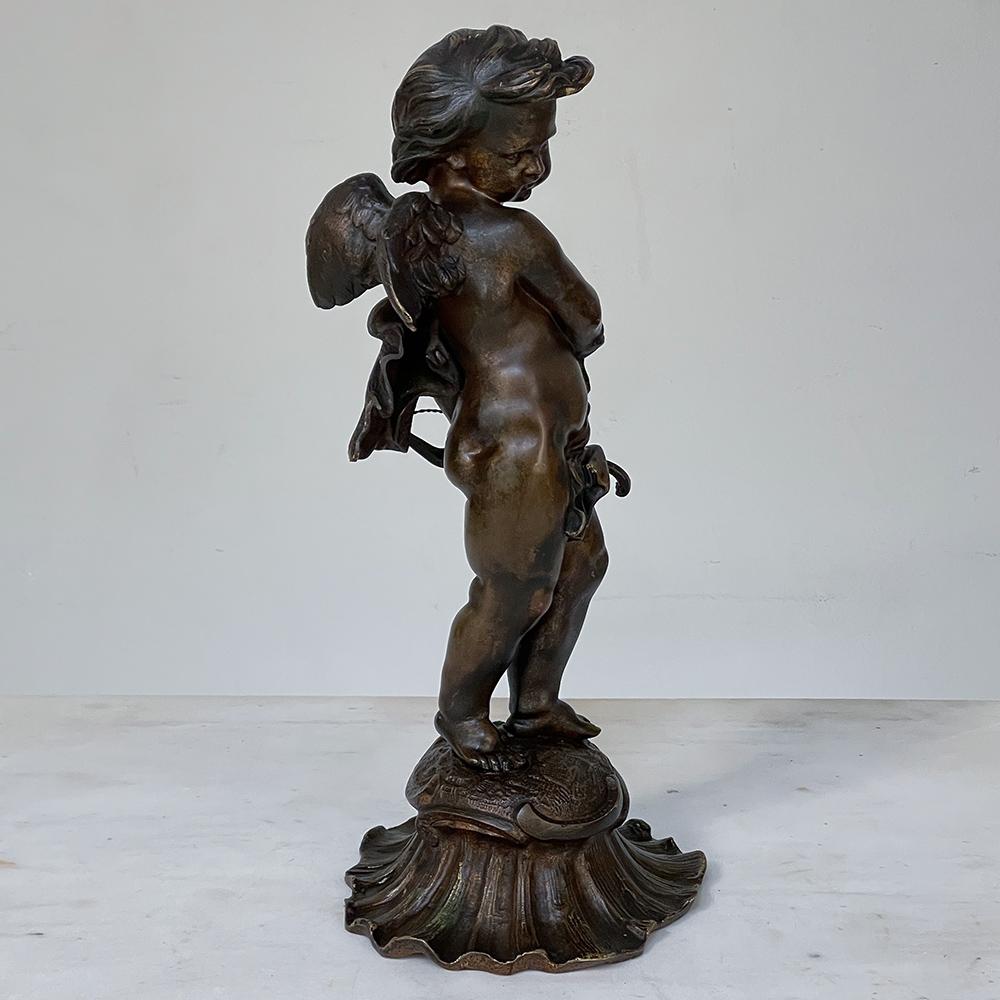 Hand-Crafted 19th Century French Bronze Statue of Cupid For Sale