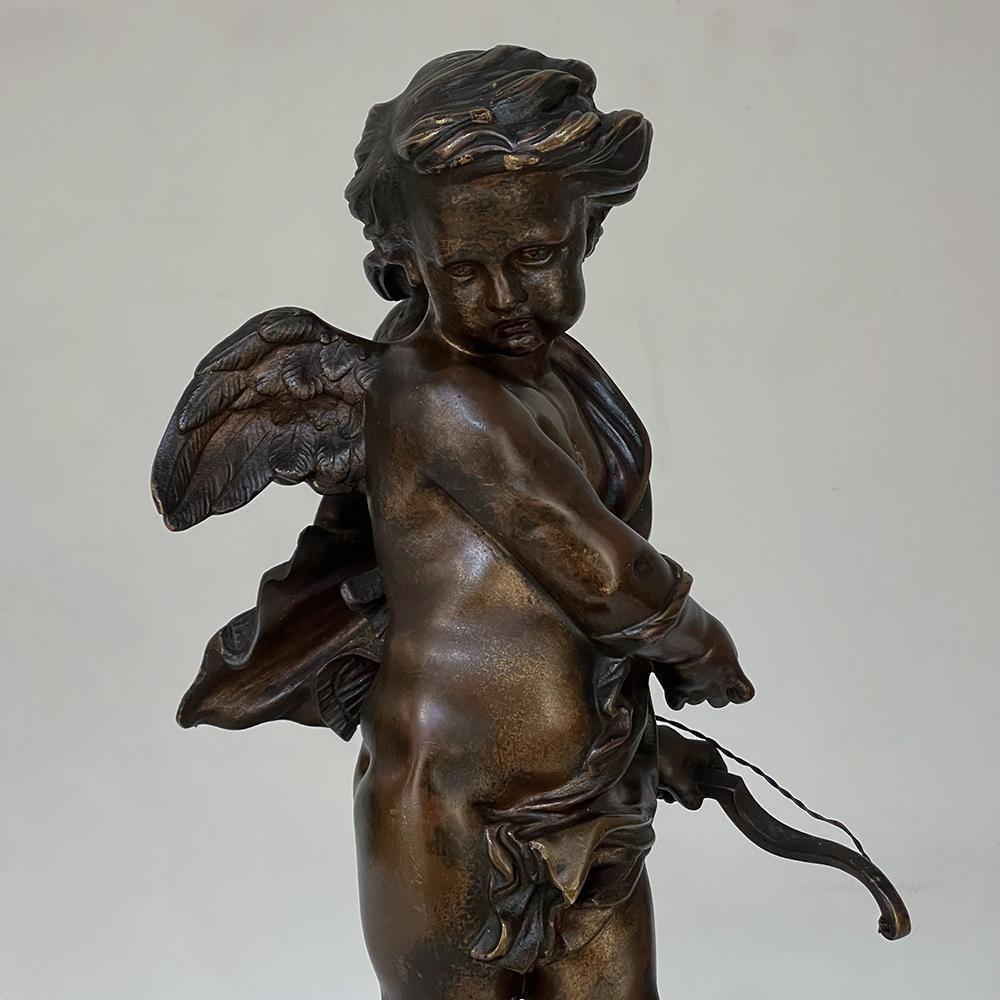 Statue de Cupidon en bronze français du 19e siècle Bon état - En vente à Dallas, TX