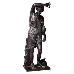 19th Century French Bronze Statue of the Goddess Diana by Barbedienne