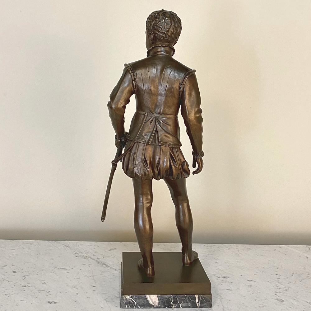 Statua di bronzo francese del XIX secolo raffigurante il giovane Enrico IV in vendita 3