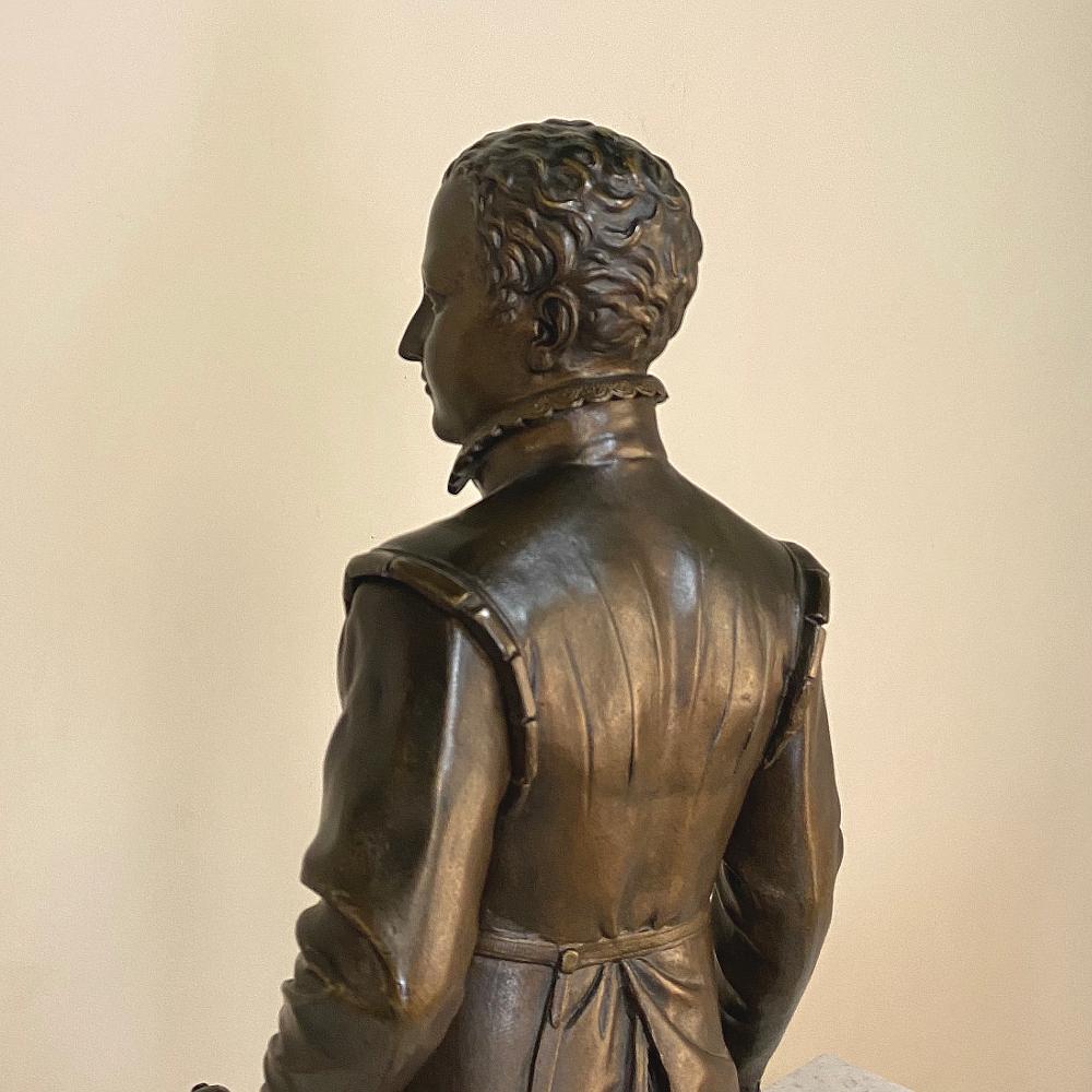 Marbre statue française en bronze du 19ème siècle du jeune Henri IV en vente