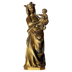 19th century French bronze statuette of a Virgin and Child