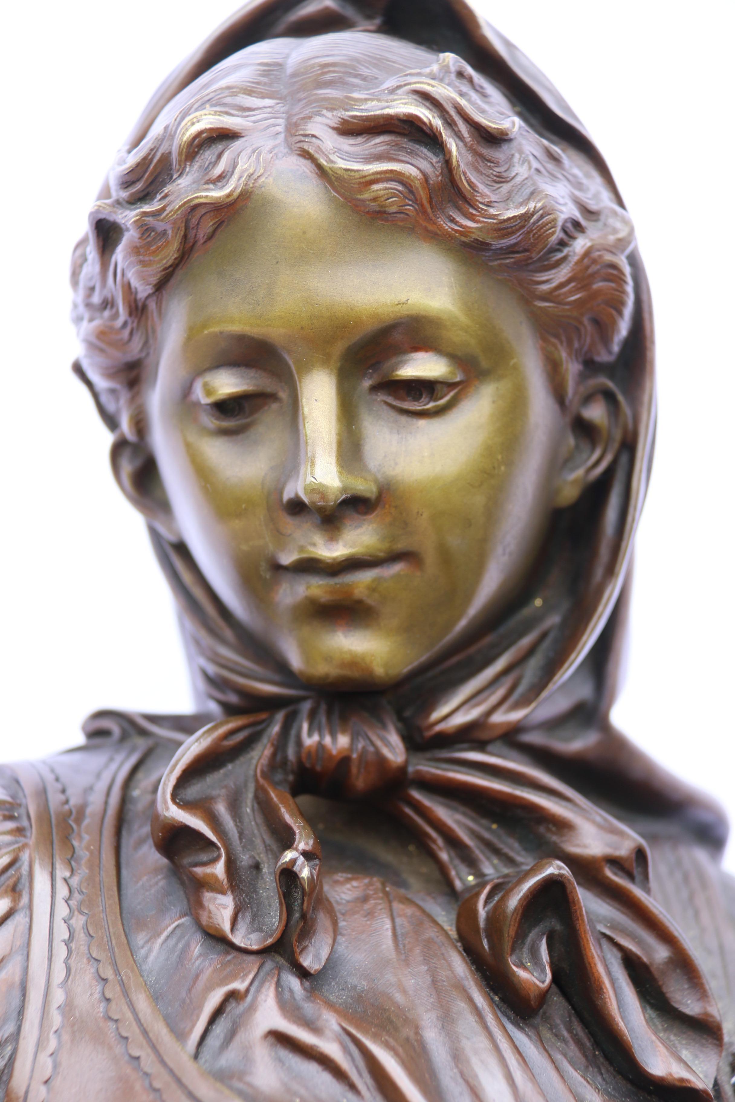 Victorien tardif Étude en bronze du XIXe siècle représentant une mère et sa fille par Lucien Madrassi en vente
