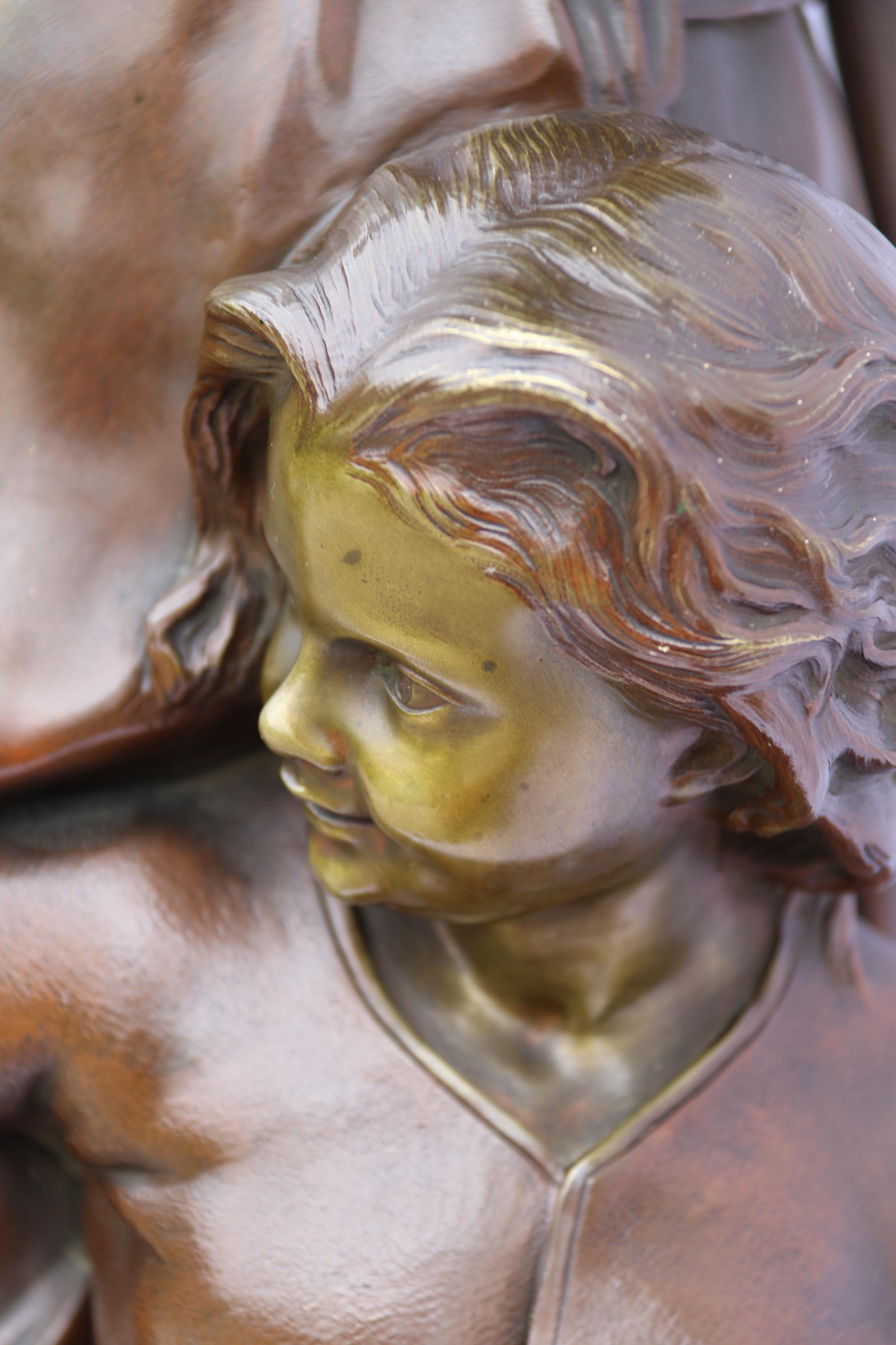 19th century French bronze study of a mother and daughter by Lucien Madrassi For Sale 1