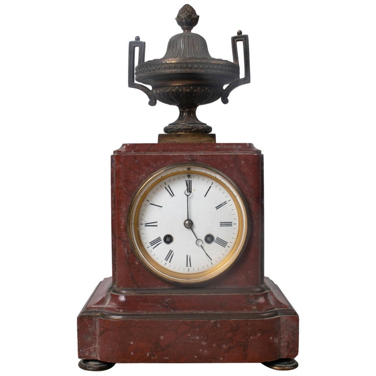 19th Century French Bronze Urn and Marble Table Clock For Sale at 1stDibs
