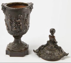 19th Century French Bronze Urn Bacchus and Putti