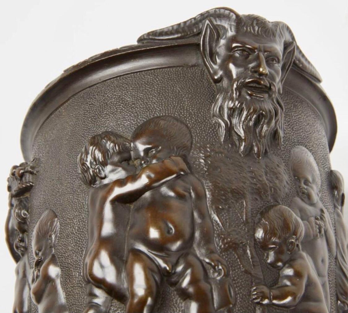 19th Century French Bronze Urn Bacchus and Putti In Excellent Condition In Wiscasset, ME
