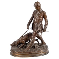 Valet de limier en bronze français du XIXe siècle, Pierre Jules Méne, c.1879