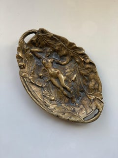 19th Century French Bronze Vide Poche Pin Tray with Woman's Figure