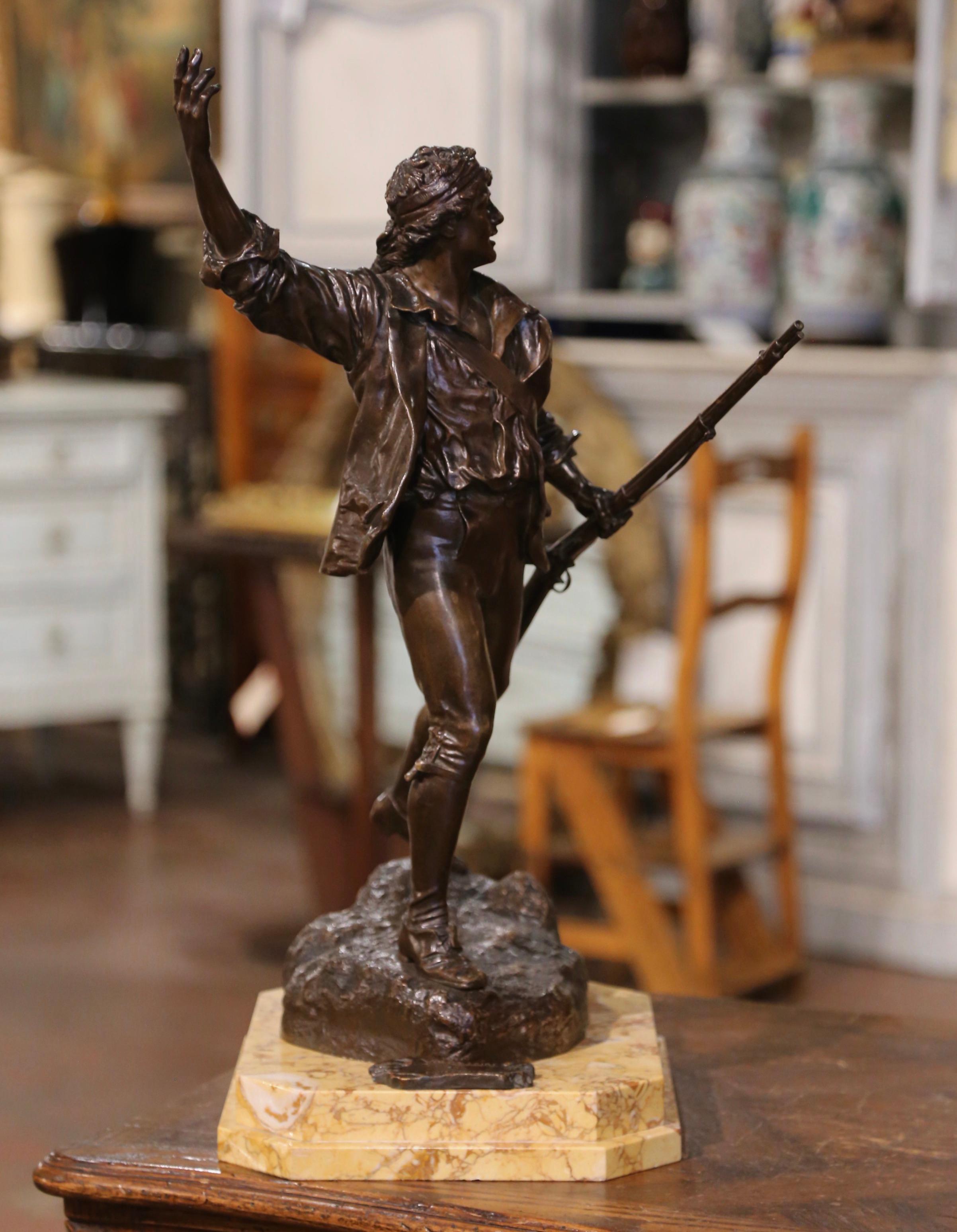 « Volontaire de 92 » en bronze français du 19ème siècle sur socle en marbre signé P. Choppin en vente 5