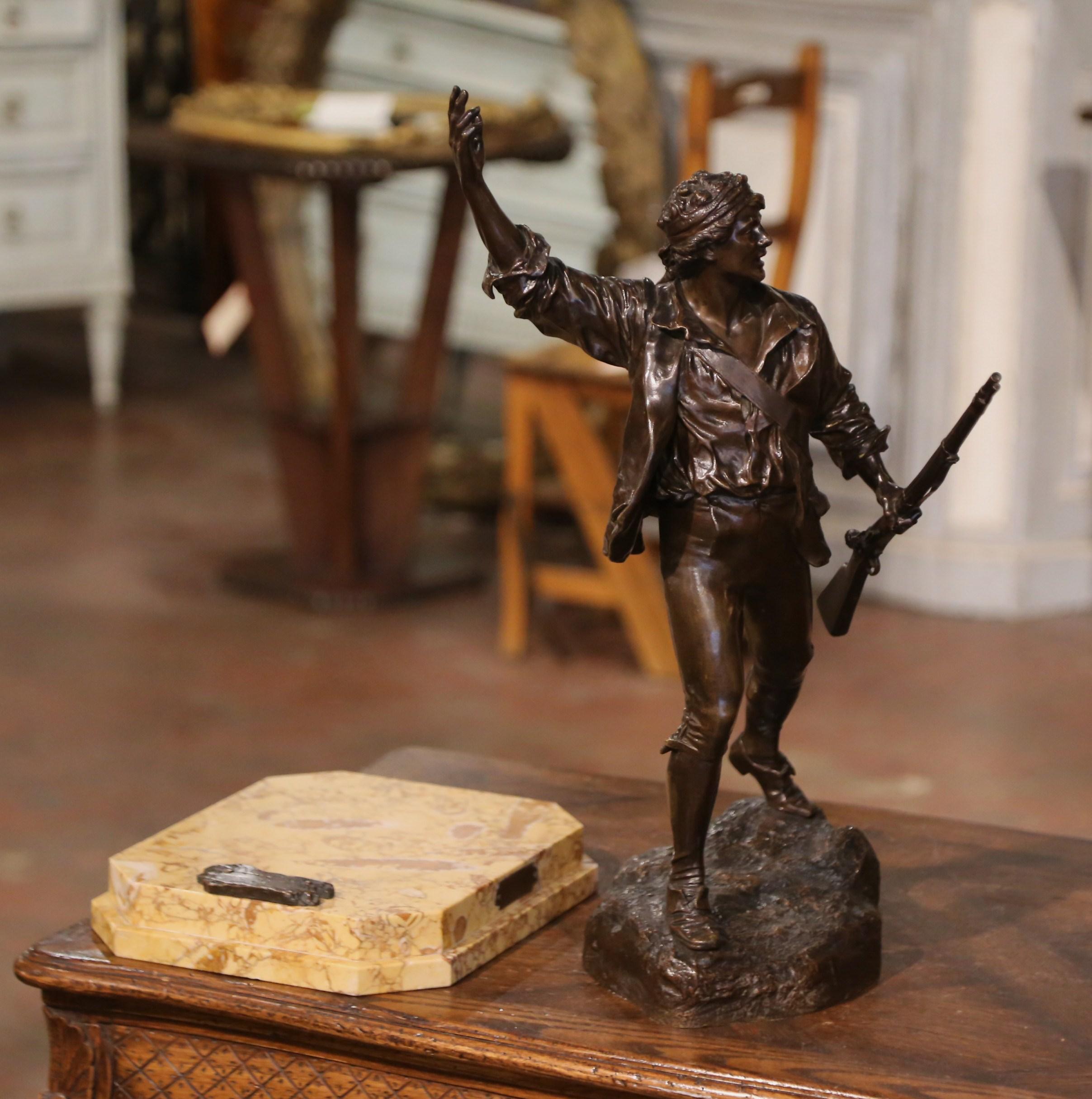 « Volontaire de 92 » en bronze français du 19ème siècle sur socle en marbre signé P. Choppin en vente 8
