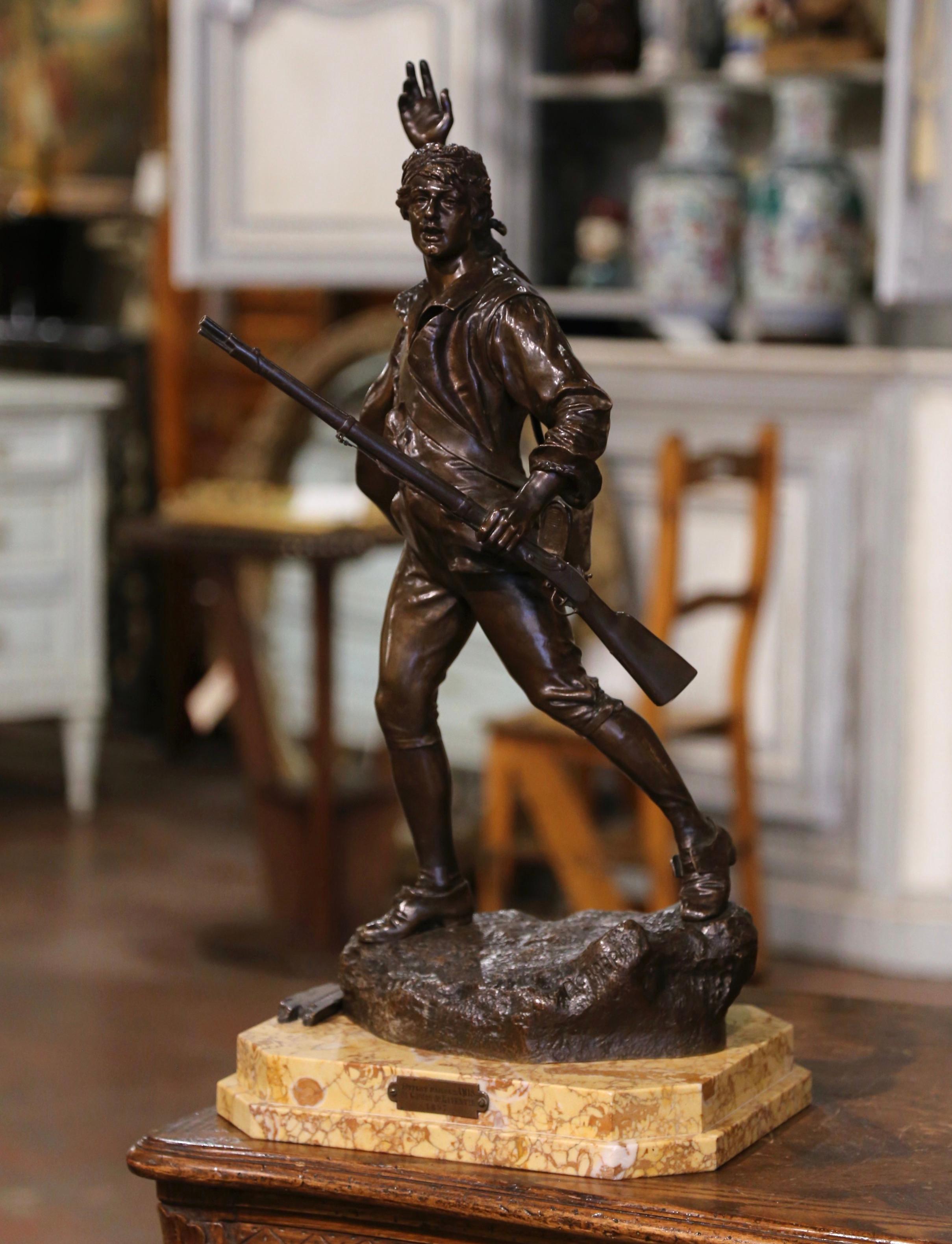 Bronze « Volontaire de 92 » en bronze français du 19ème siècle sur socle en marbre signé P. Choppin en vente